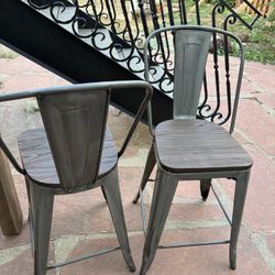 24" Carlisle Metal Counter Height Barstools with Wood Seat