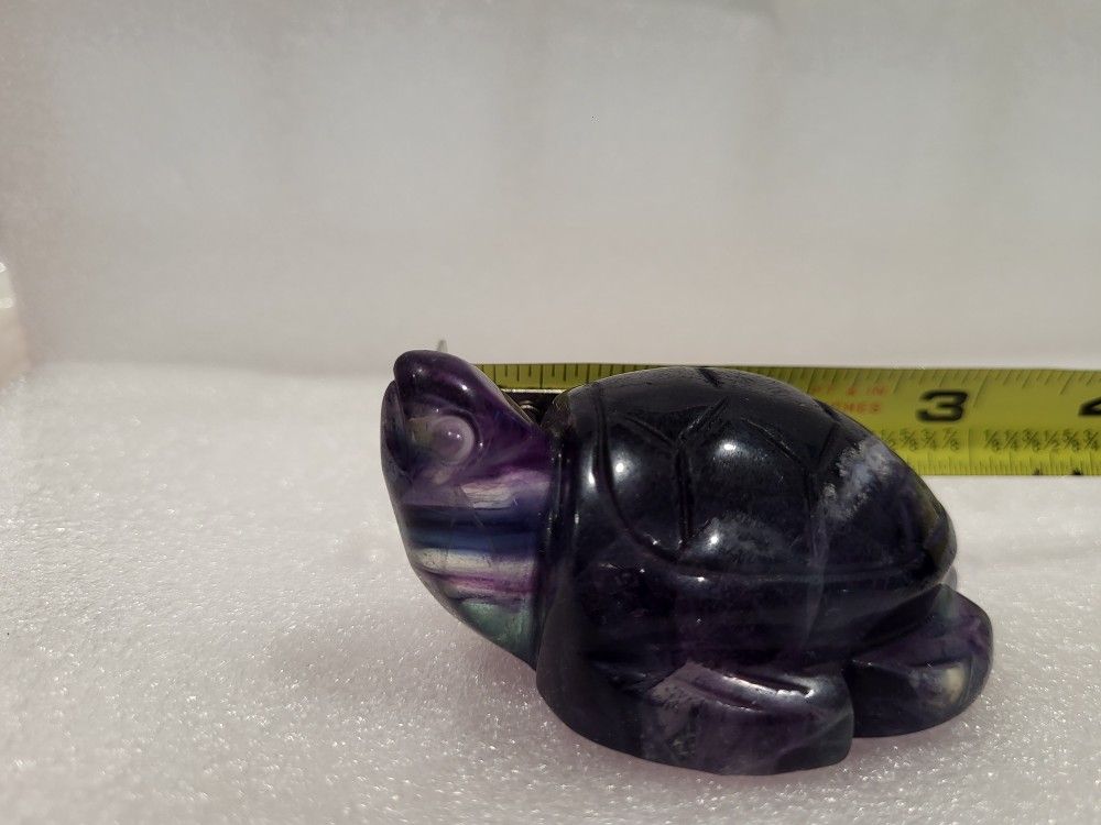 Gorgeous Deep Purple Fluorite Sea Turtle Carving!