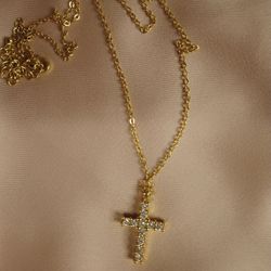 18k Gold Plated Cross Jesus Trendy necklace