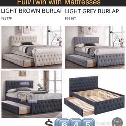 👉🏽👉 Full/Twin Trundle New Beds With Both Mattresses Included 