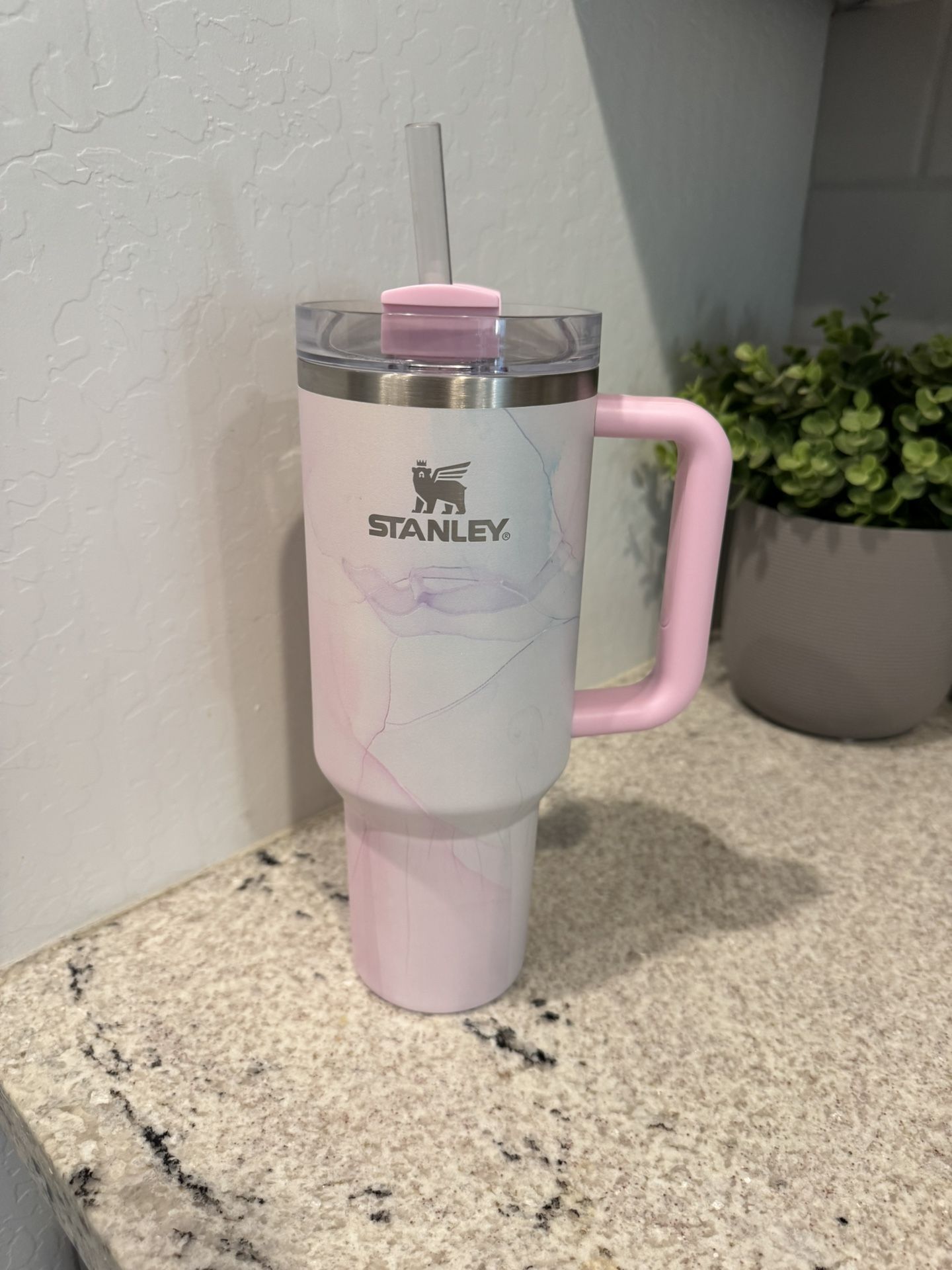 Pink Watercolor Tulle Stanley- 40oz