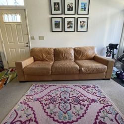 Light Brown Italian Leather Couch 