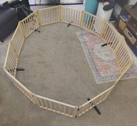 Freestanding Wooden Pet Gate Corral Three Sections