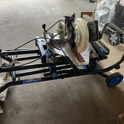 Compound Ryobi Saw On Portable Stand