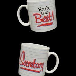 Vintage You're the Best Secretary Mug Notepad Pattern Unique Cup Novelty Gift 
