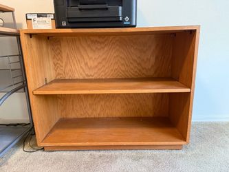 Small Oak Wood Bookcase with Adjustable Shelf