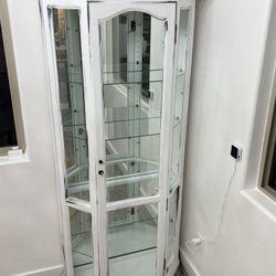 Hutch With Glass Shelves, Curio Cabinet Farmhouse 