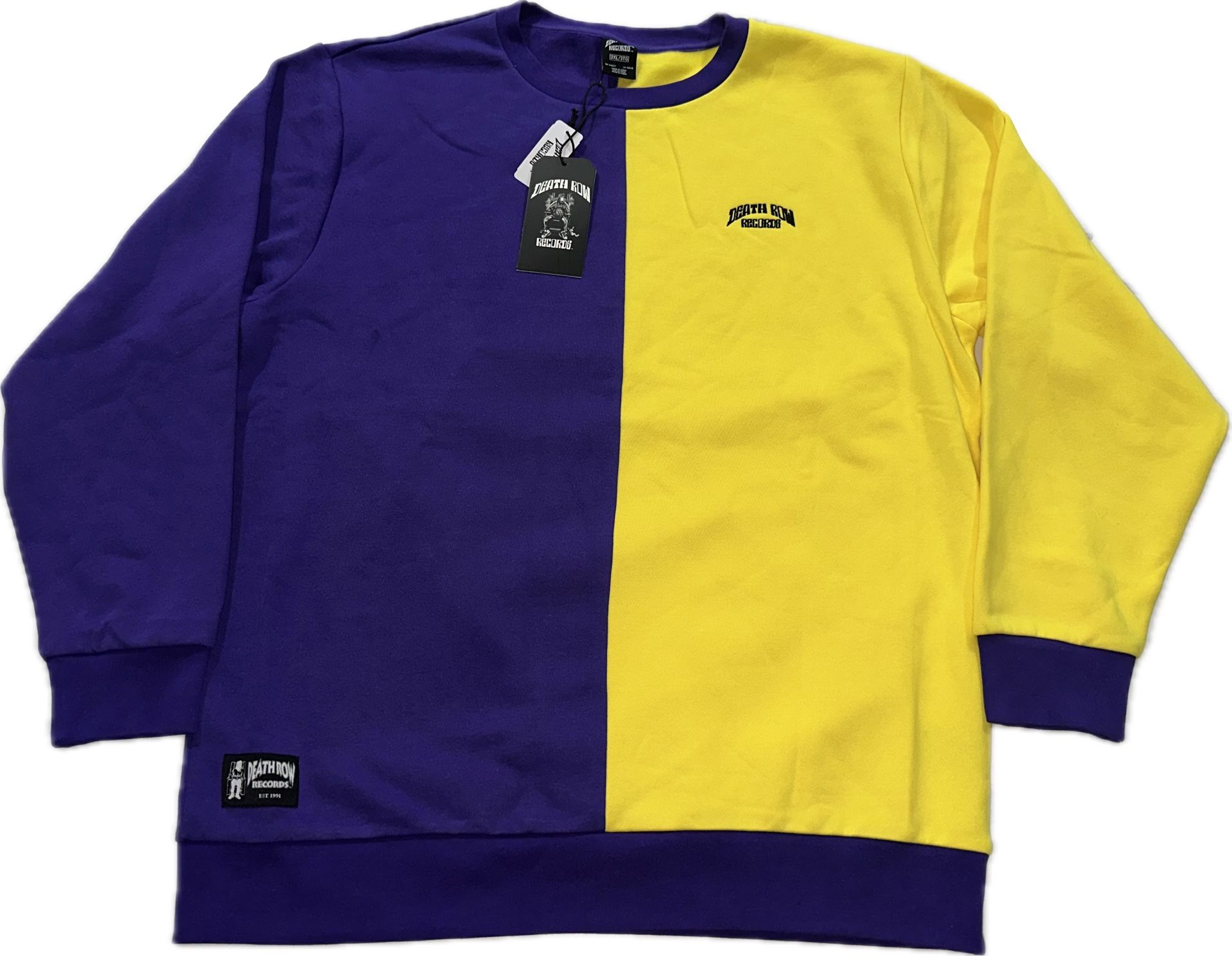 Death Row Records Purple & Yellow Pullover Crewneck Sweatshirt Mens 3XL New