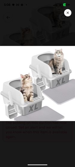 2-PACK Stainless Steel Cat Litter Boxes, XL Large Metal Litter Box with High Sides Lid, Odor Free Litter Pan Include Scoop Easy Cleaning Anti-Scratch 