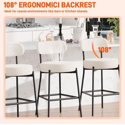 28 '' Bar Stools Set of 3, for Kitchen Island. White