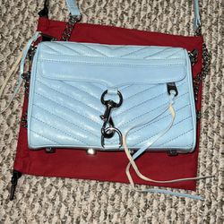Rebecca Minkoff Leather Mini Is Mac Quilted Crossbody Bag Baby blue 