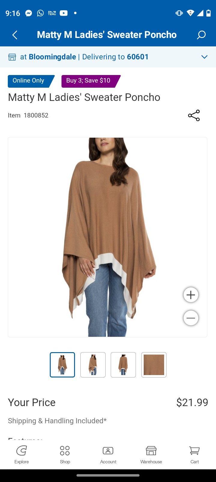Matty M Ladies Sweater Poncho