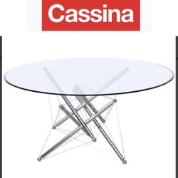 1980s Theodore Waddell for Cassina 714 Tensegrity Chromed Steel Dining Table