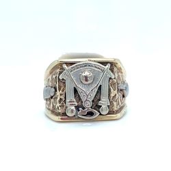 10KT Yellow Gold Free Mason Ring 10.50g Size 7-1/2 I-1216