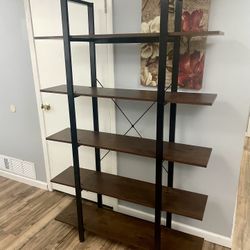 Wood And Metal 5-Tier Bookcase/Shelf