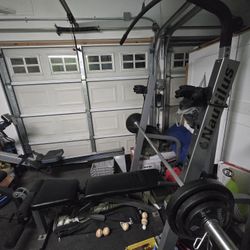 Home Gym Workout  Bench Lap Pulldown Smith Machine Nautilus Olympic Bar