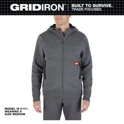 Milwaukee Men's X-Large Gray GRIDIRON Full-Zip Hoodie