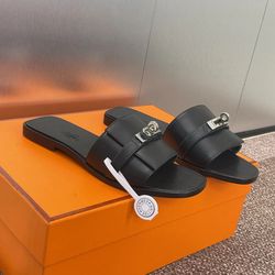 Hermes black leather sandals #luxury