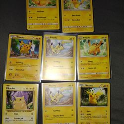 8 Pikachu Pokemon Cards Excellent Condition 