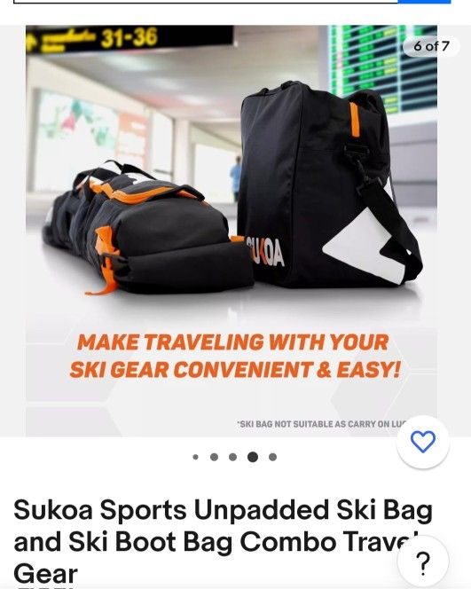 Sukoa Sports Unpadded Ski Bag And Ski Boot Bag