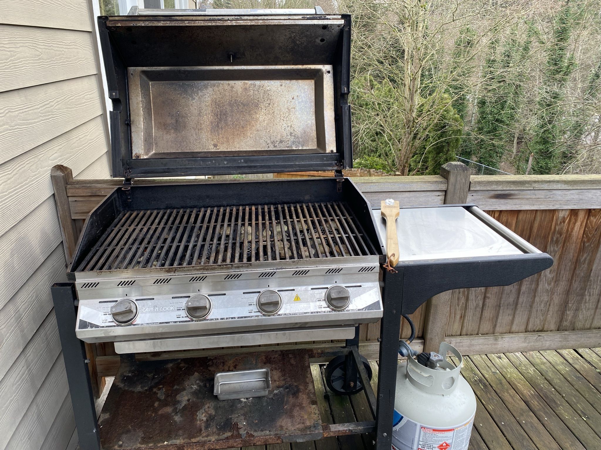Gas Grill : 4 Burner: Works Very Well: Grill Grates Replaced Last Year
