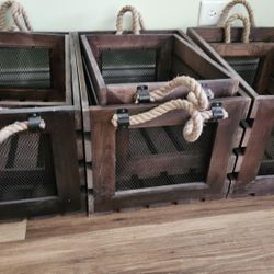 Solid Wood Storage Bin 3 Sets Of Two 