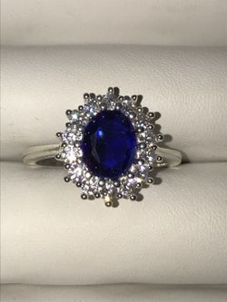 Size 8 sapphire silver ring
