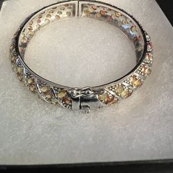 925 Silver Multi - Color Sapphire Bracelet 17.50ctw Sapphire 