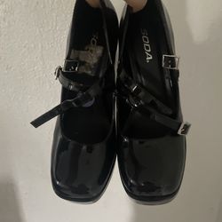 Black Patent Heels With Buckle