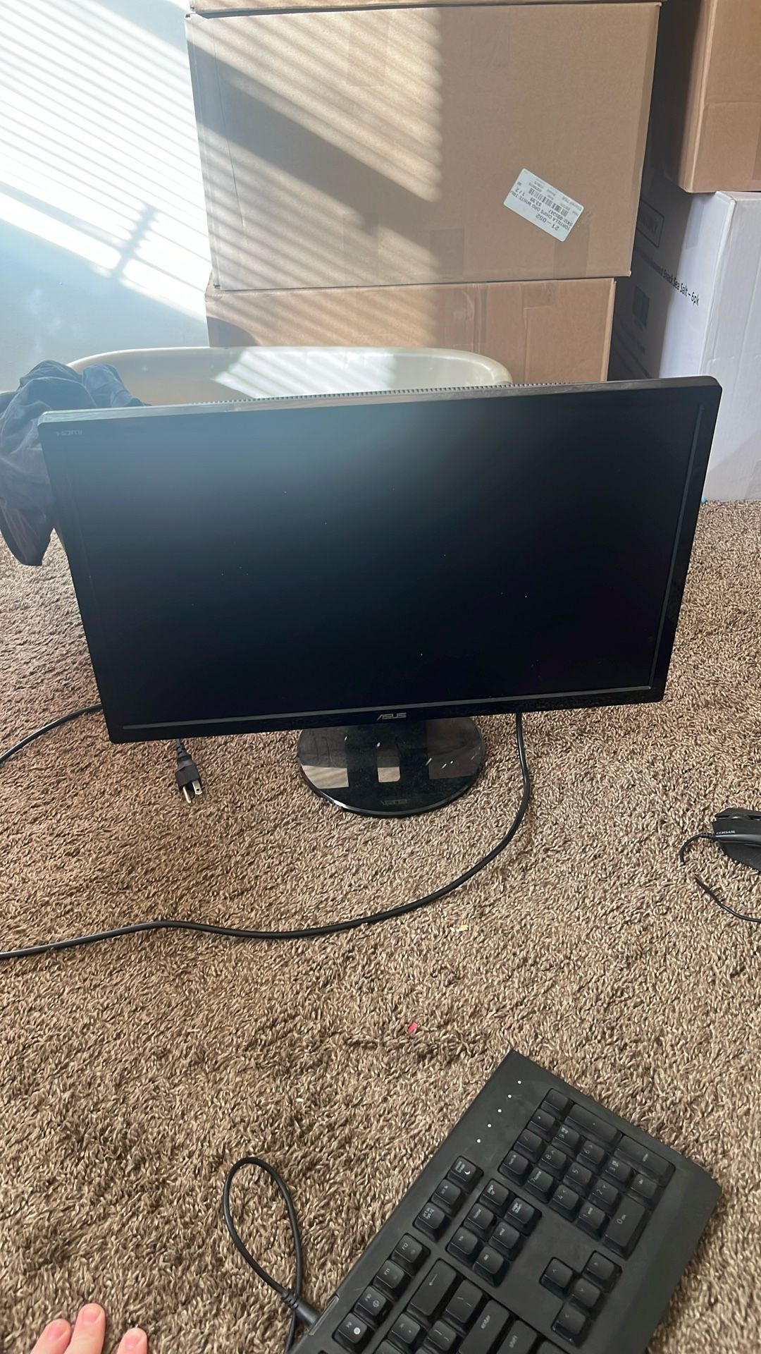 ASUS VE228 Monitor, Corsair Mouse, Razor Gaming Keyboard