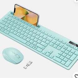 Wireless keyboard and mouse, Teal 