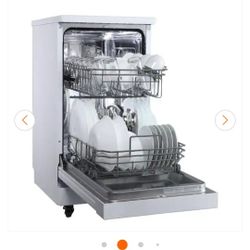 RCA
18 in. White Electronic Portable 120-volt Dishwasher with 3-Cycles with 8 Place Settings Capacity