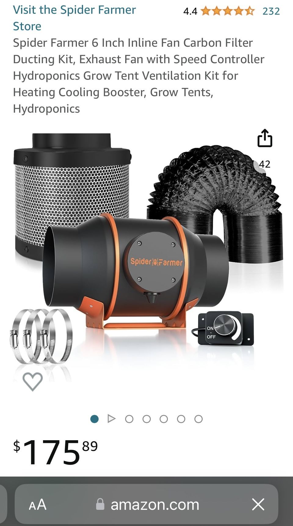 Spider Farmer 6 In Inline Fan