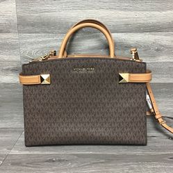 Micheal Kors Leather Karla Small Satchel Handbag Crossbody Luggage