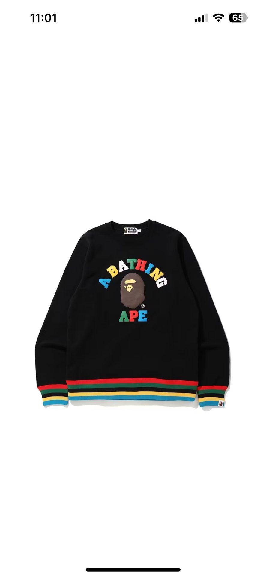 A Bathing Ape Bape College ABC Crewneck Size L