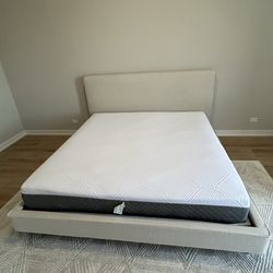 MOVING SALE: Living Spaces Dean Sand King Bed + Mattress + Box Spring $700 OBO – Pickup 4/11-4/12