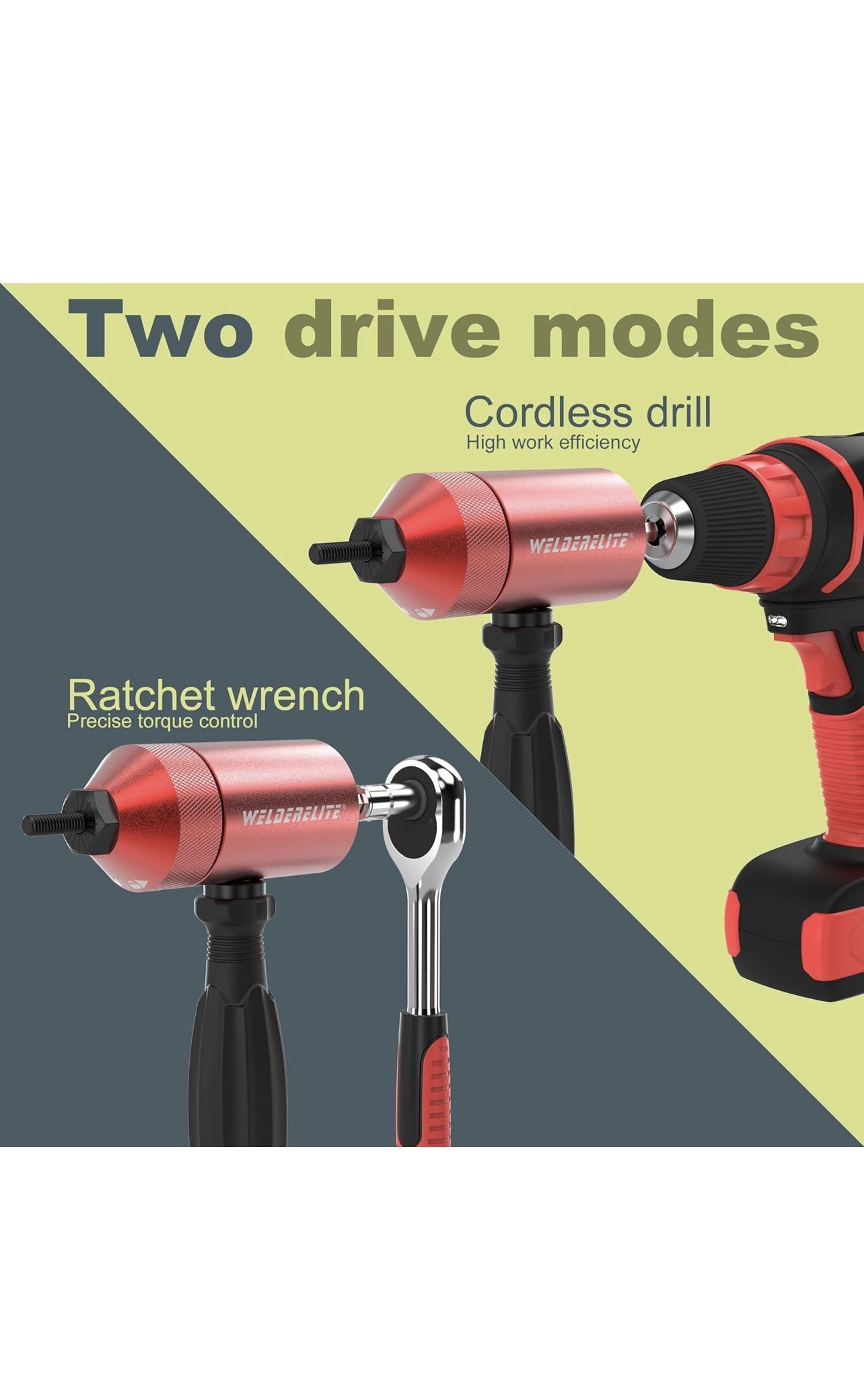 Rivet Nut Drill Adapter Kit - Dual Drive Modes: Drill/Ratchet, with 270pcs Nuts & 36pcs Mandrels