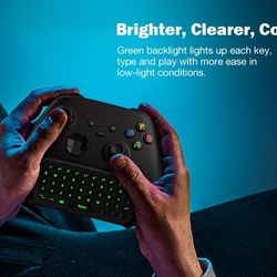 Green Backlight Keyboard for Xbox One Controller, Xbox Series X/S, Wireless Gaming Chatpad Keypad with USB Receiver&3.5mm Audio Jack, Xbox Accessories