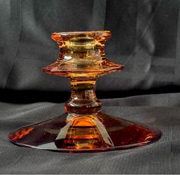 Large Orange Glass Candle Holder No Chips or Scratches