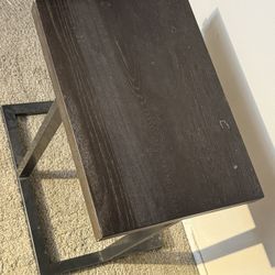 Wooden Table With Metal Base 