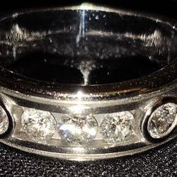 Heavy 14K White Gold Ring 1 Carat Diamonds