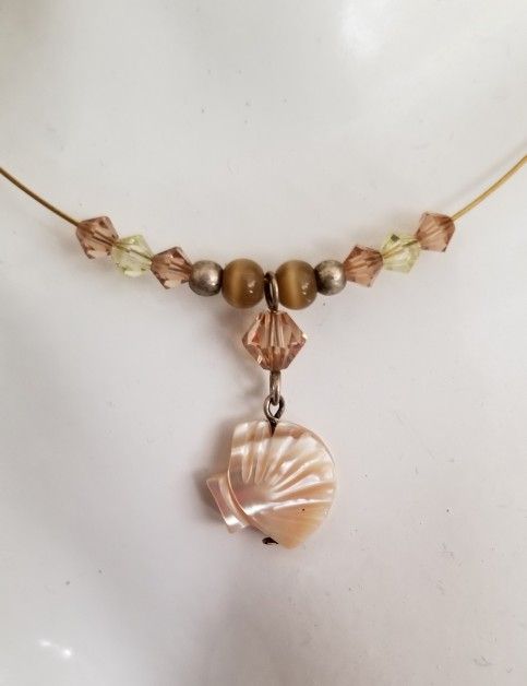 Crystal Beaded Shell Necklace