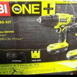 New Ryobi 18V Combo 1/2" 2-Speed Drill /driver, Impact driver, 2 Batteries 1.5 Ah, Charger and Bag