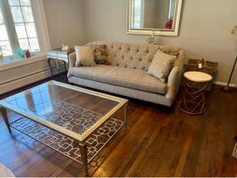 Thomasville Couch gray fabric w/gold highlights