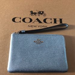 Wristlet Coach Color Azul Metálico