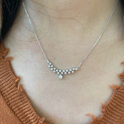 Silver Necklace white gold necklace dangle Necklace Jewelry Fashion