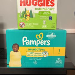 Pampers Size 1 & Huggies Wipes Bundle 