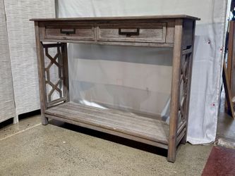 Warm Ash Grey 2-Drawer Sofa Table