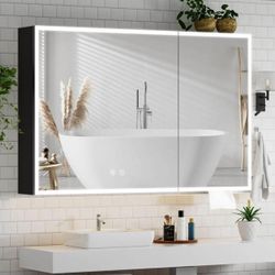 New in a sealed box Caulitar 35.4" Bathroom Medicine Cabinet with LED Lighted Mirror Wall-Mounted Bathroom Double Mirrors Door(D359)