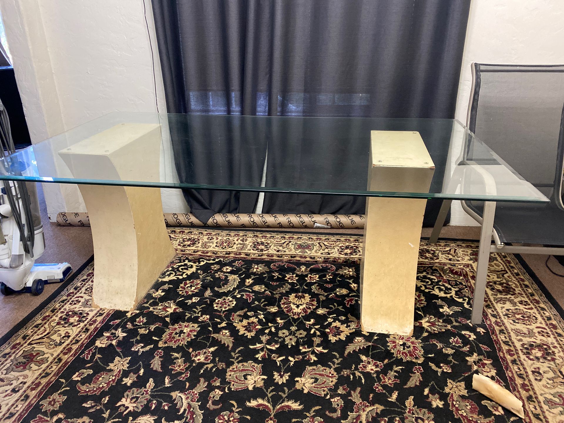 Large glass dining table